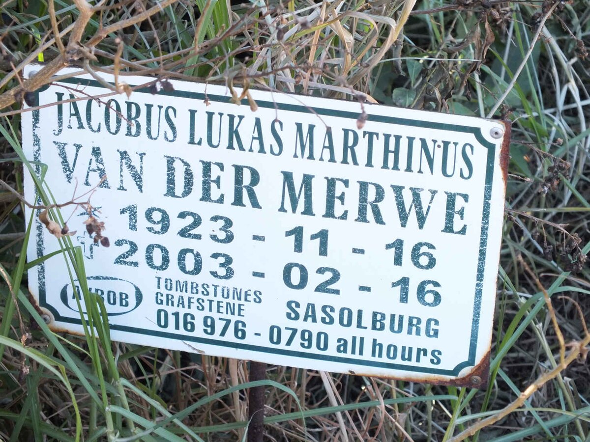 MERWE Jacobus Lukas Marthinus, van der 1923-2003