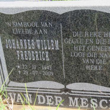 MESCHT Johannes Willem Frederick, van der 1943-2009