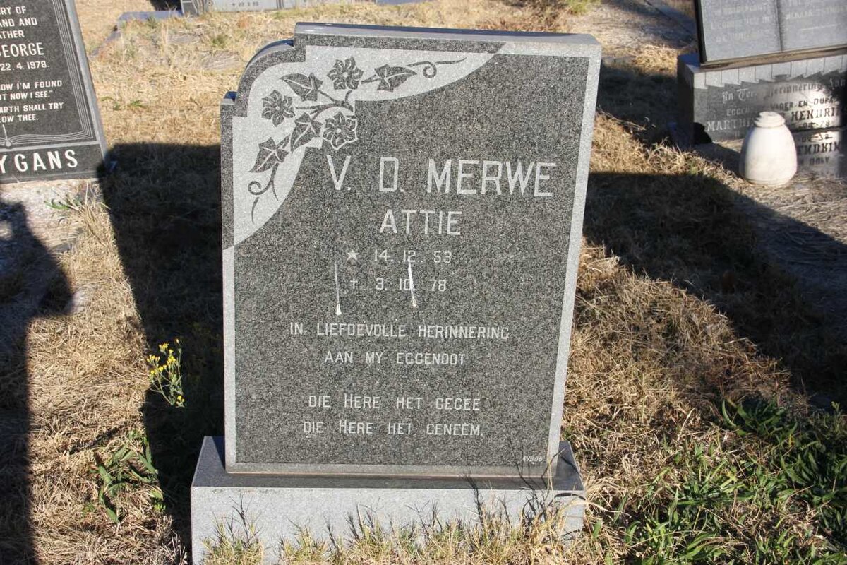 MERWE Attie, v.d. 1953-1978