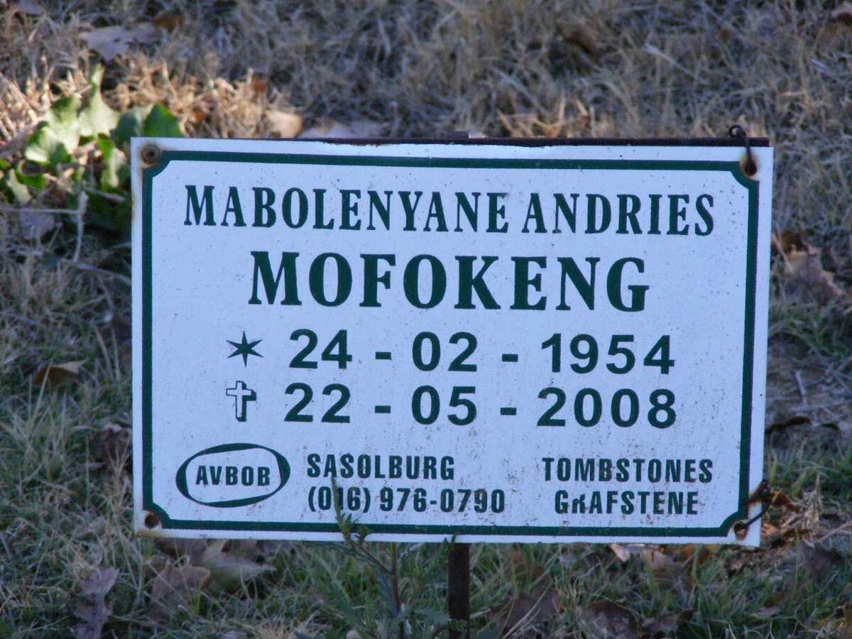 MOFOKENG Mabolenyane Andries 1954-2008