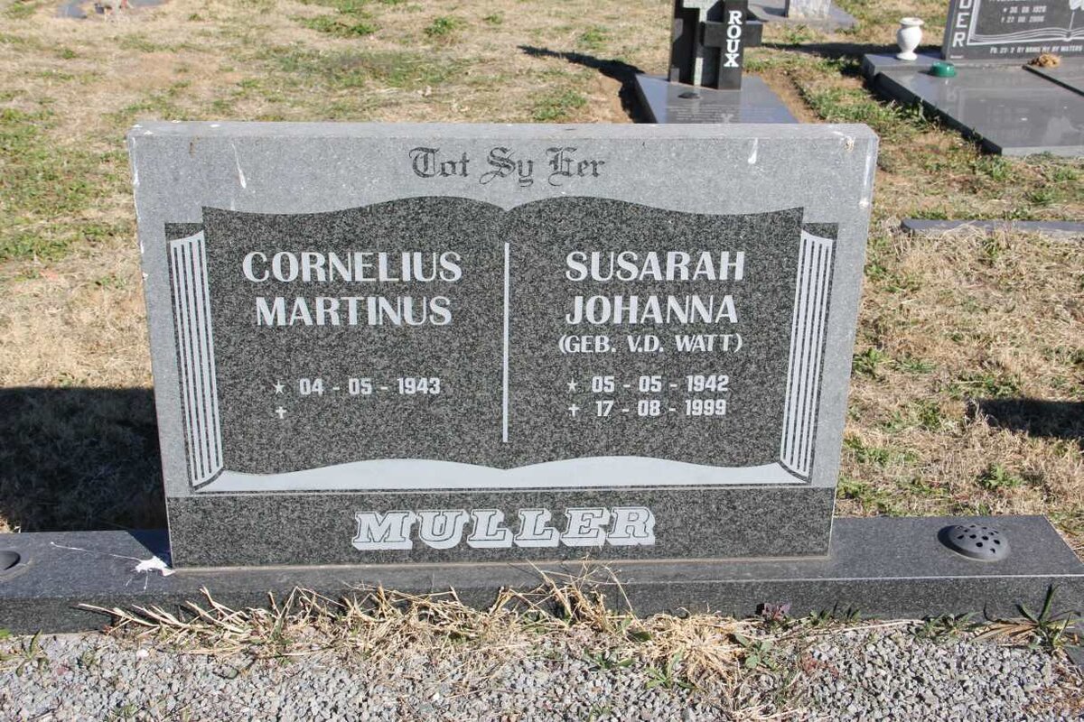 MULLER Cornelius Martinus 1943- &amp; Susarah Johanna V.D. WATT 1942-1999