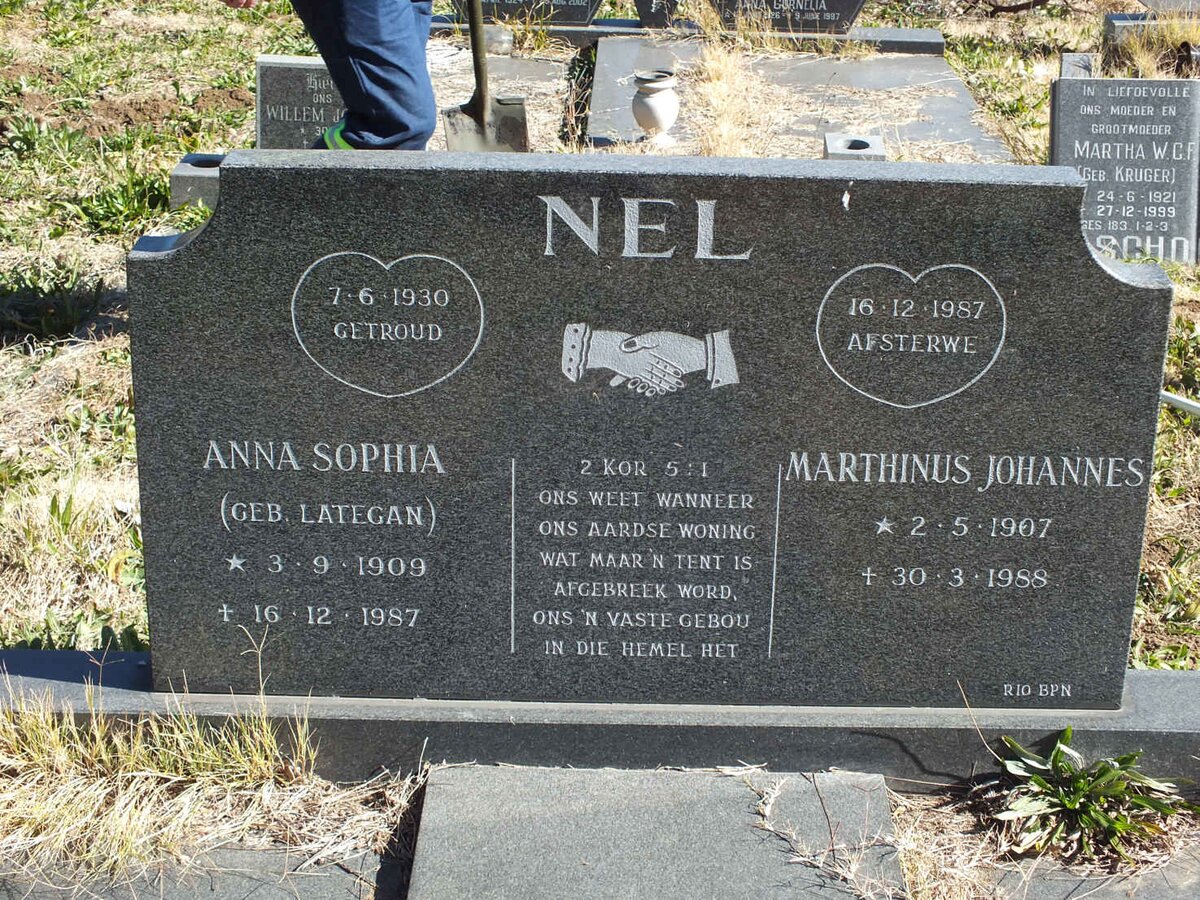 NEL Marthinus Johannes 1907-1988 &amp; Anna Sophia LATEGAN 1909-1987