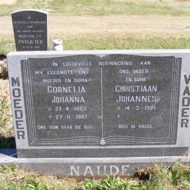 NAUDE Christiaan Johannes 1921- &amp; Cornelia Johanna 1923-1987