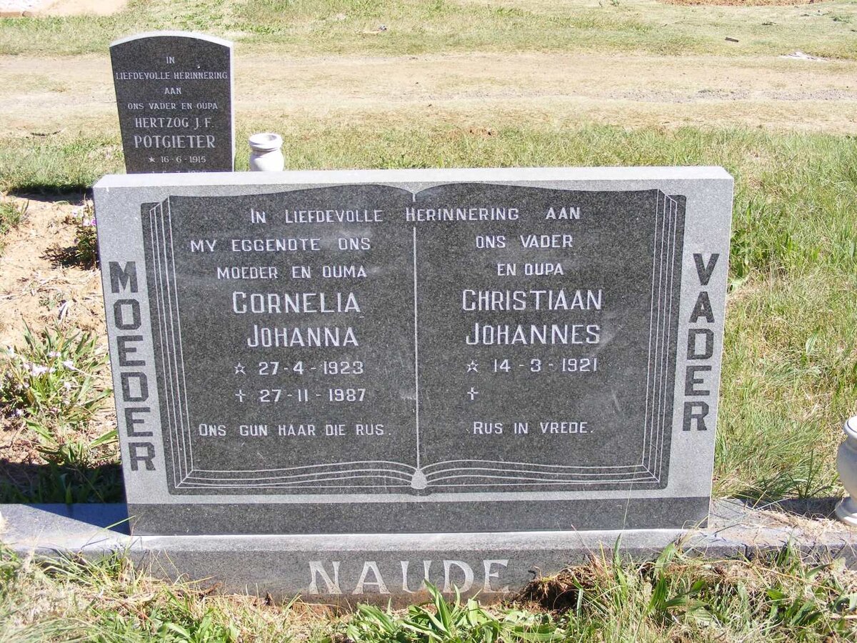 NAUDE Christiaan Johannes 1921- &amp; Cornelia Johanna 1923-1987