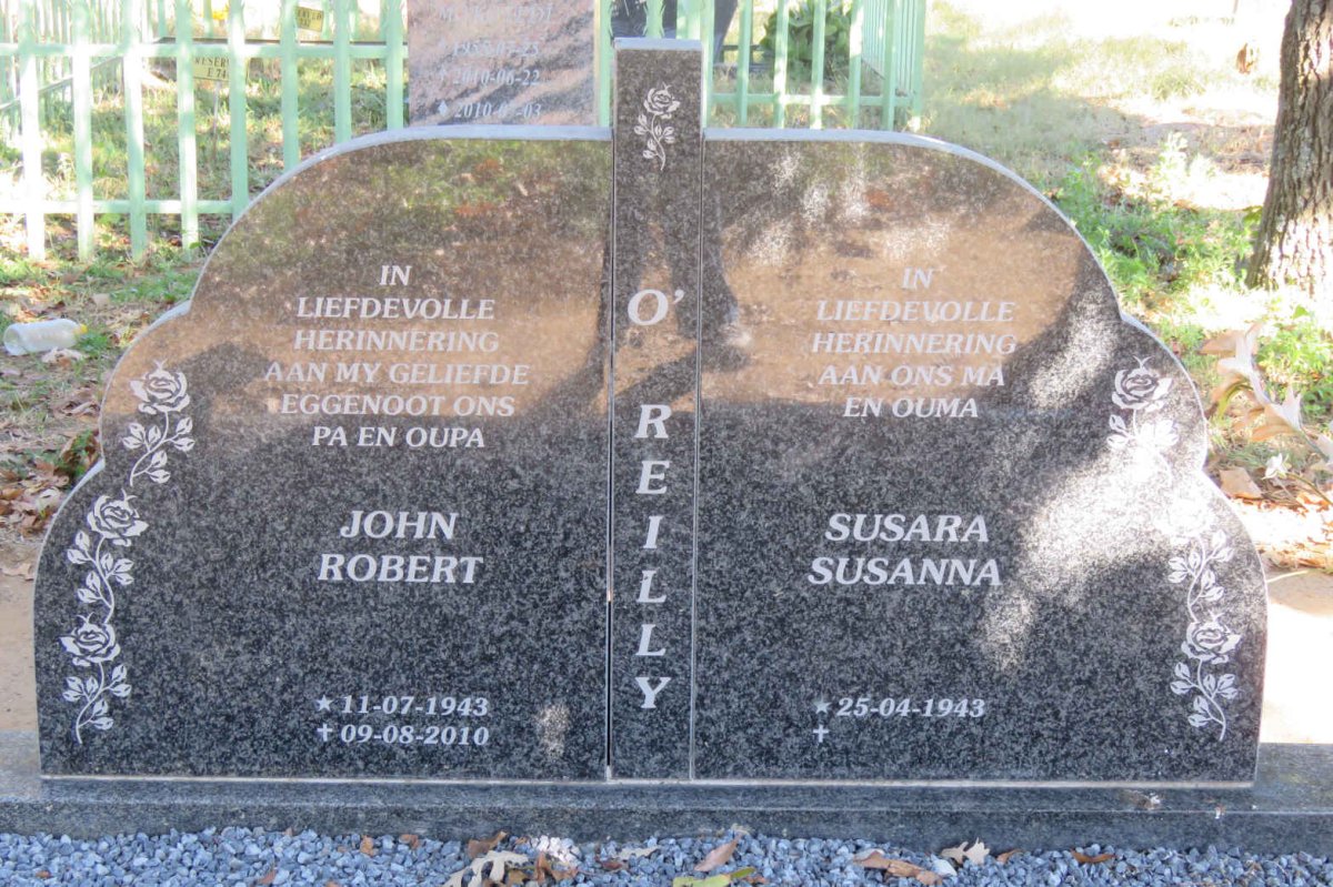 O'REILLY John Robert 1943-2010 &amp; Susara Susanna 1943-