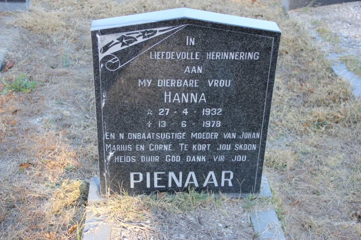 PIENAAR Hanna 1932-1978