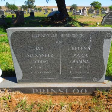 PRINSLOO Jan Alexander 1905-1990 &amp; Helena Maria 1922-2006