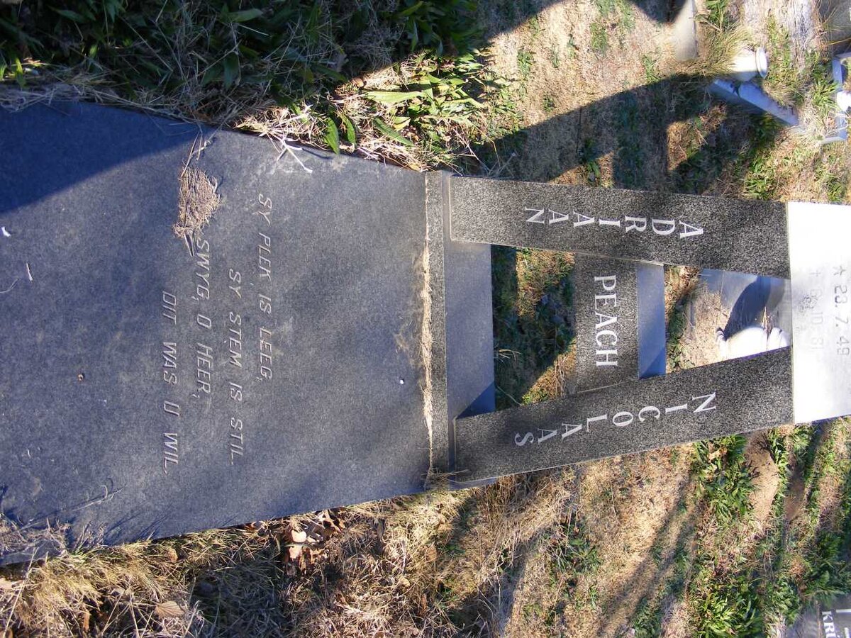 PEACH Adriaan Nicolaas 1949-1981