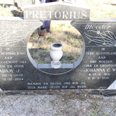 PRETORIUS Adam J. 1929-1994 &amp; Johanna C.W. 1931-1996