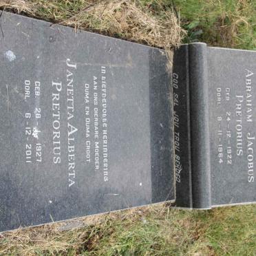 PRETORIUS Abraham Jacobus 1922-1964 &amp; Janetta Alberta 1927-2011