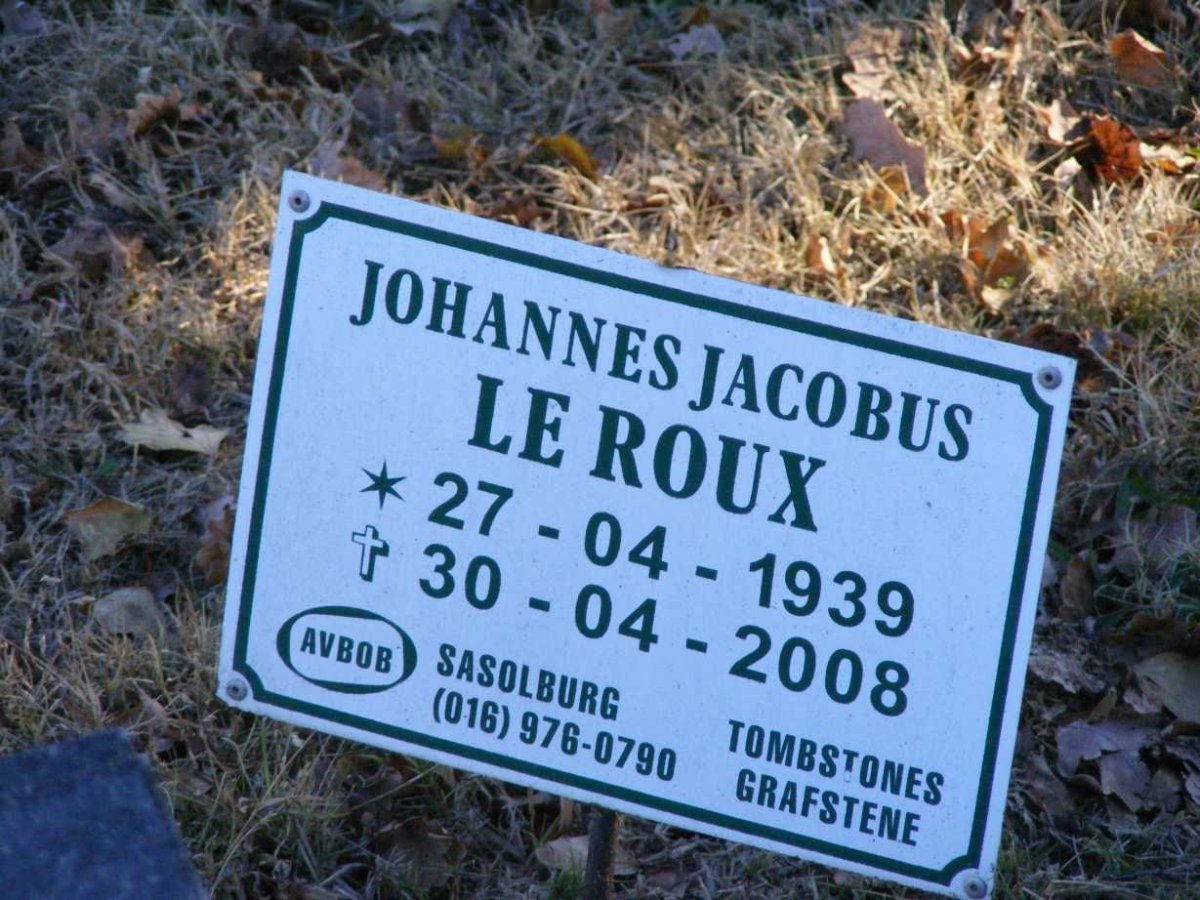 ROUX Johannes Jacobus, le 1939-2008