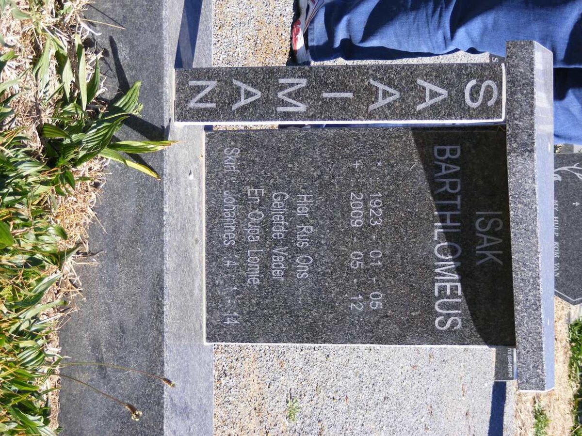 SAAIMAN Isak Barthlomeus 1923-2009 &amp; Maria Magdalena Magretha 1928-2011