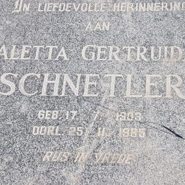 SCHNETLER Aletta Gertruida 1903-1985