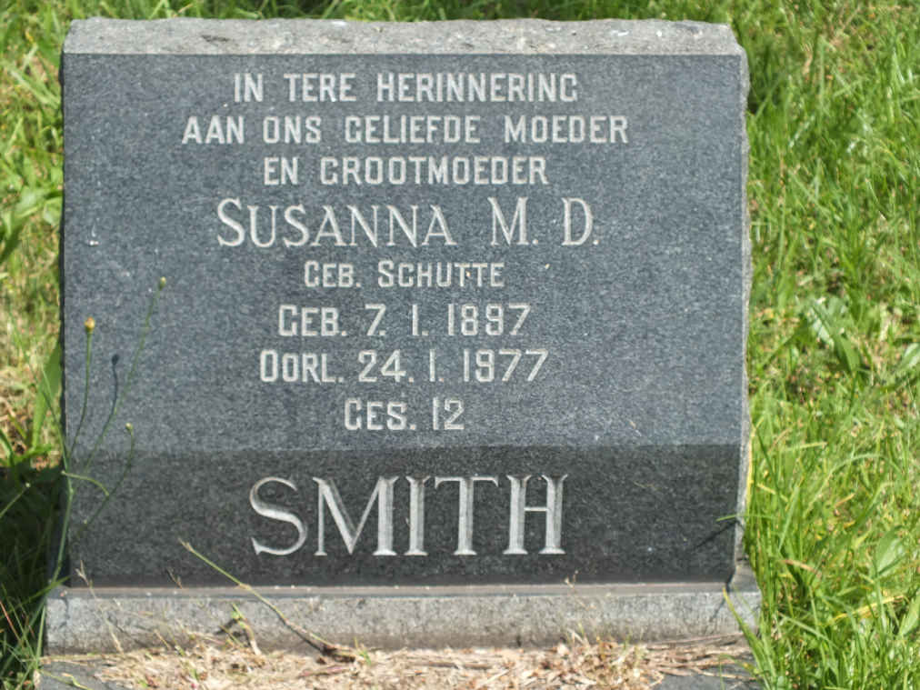 SMITH Susanna M.D. nee SCHUTTE 1897-1977