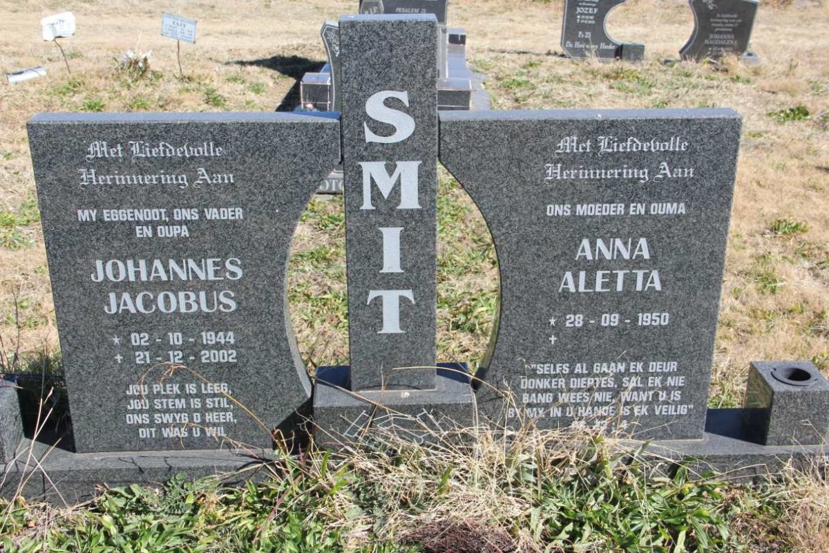 SMIT Johannes Jacobus 1944-2002 &amp; Anna Aletta 1950-