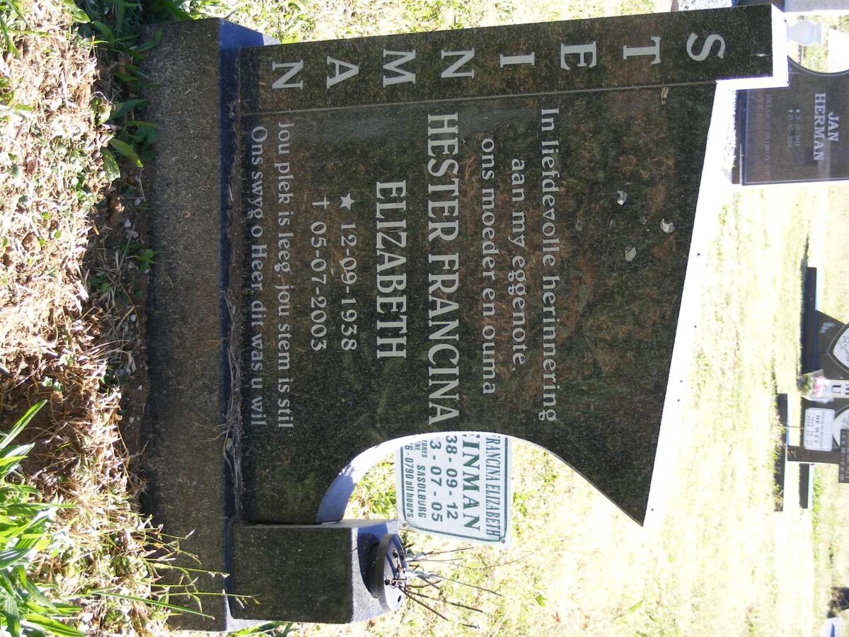 STEINMAN Hester Francina Elizabeth 1938-2003