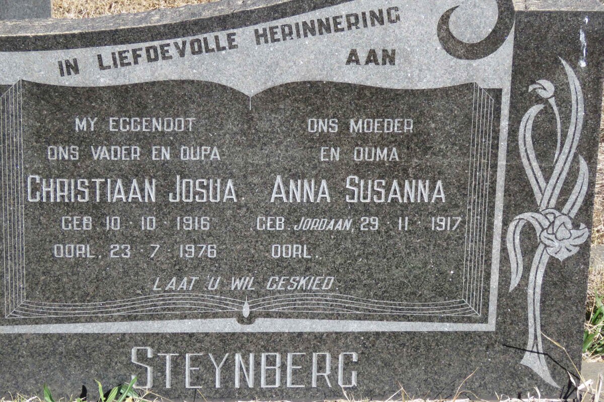 STEYNBERG Christiaan Josua 1916-1976 &amp; Anna Susanna JORDAAN 1917-