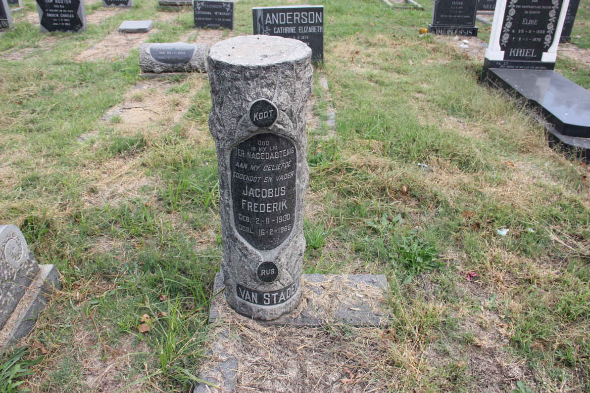 STADEN Jacobus Frederik, van 1930-1965