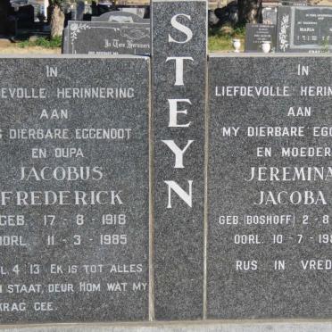 STEYN Jacobus Frederick 1918-1985 &amp; Jeremina Jacoba BOSHOFF 1913-1982