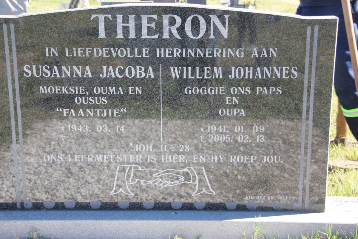 THERON Willem Johannes 1941-2005 &amp; Susanna Jacoba 1943-