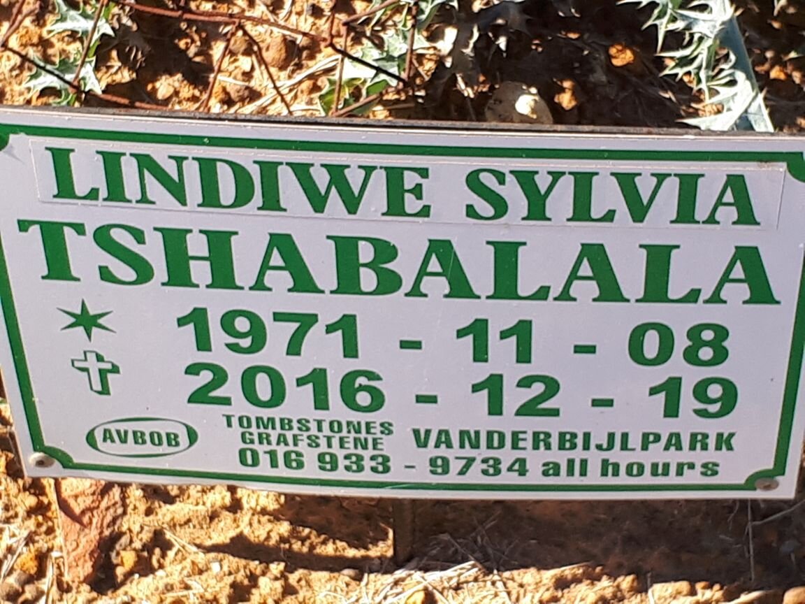TSHABALALA Lindiwe Sylvia 1971-2016
