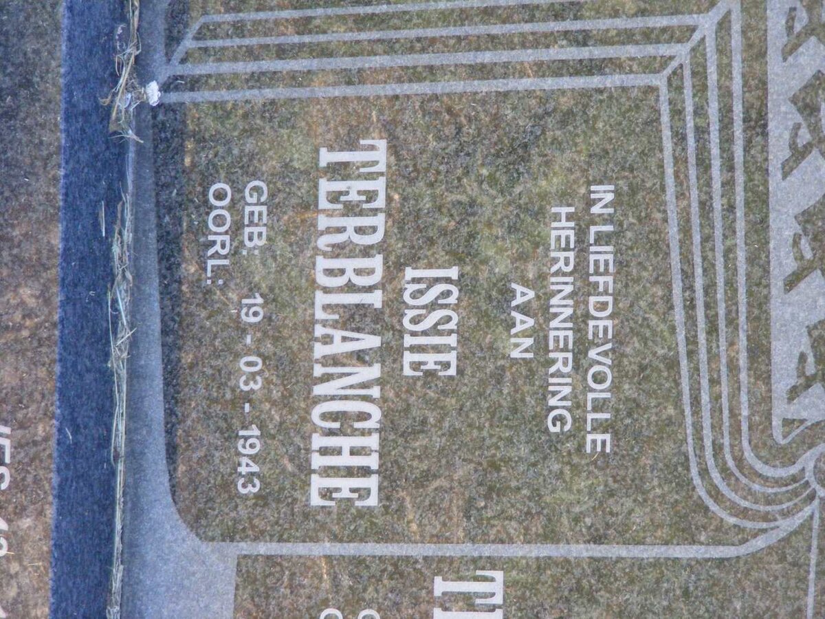 TERBLANCHE Jan 1938-2005 &amp; Issie 1943-