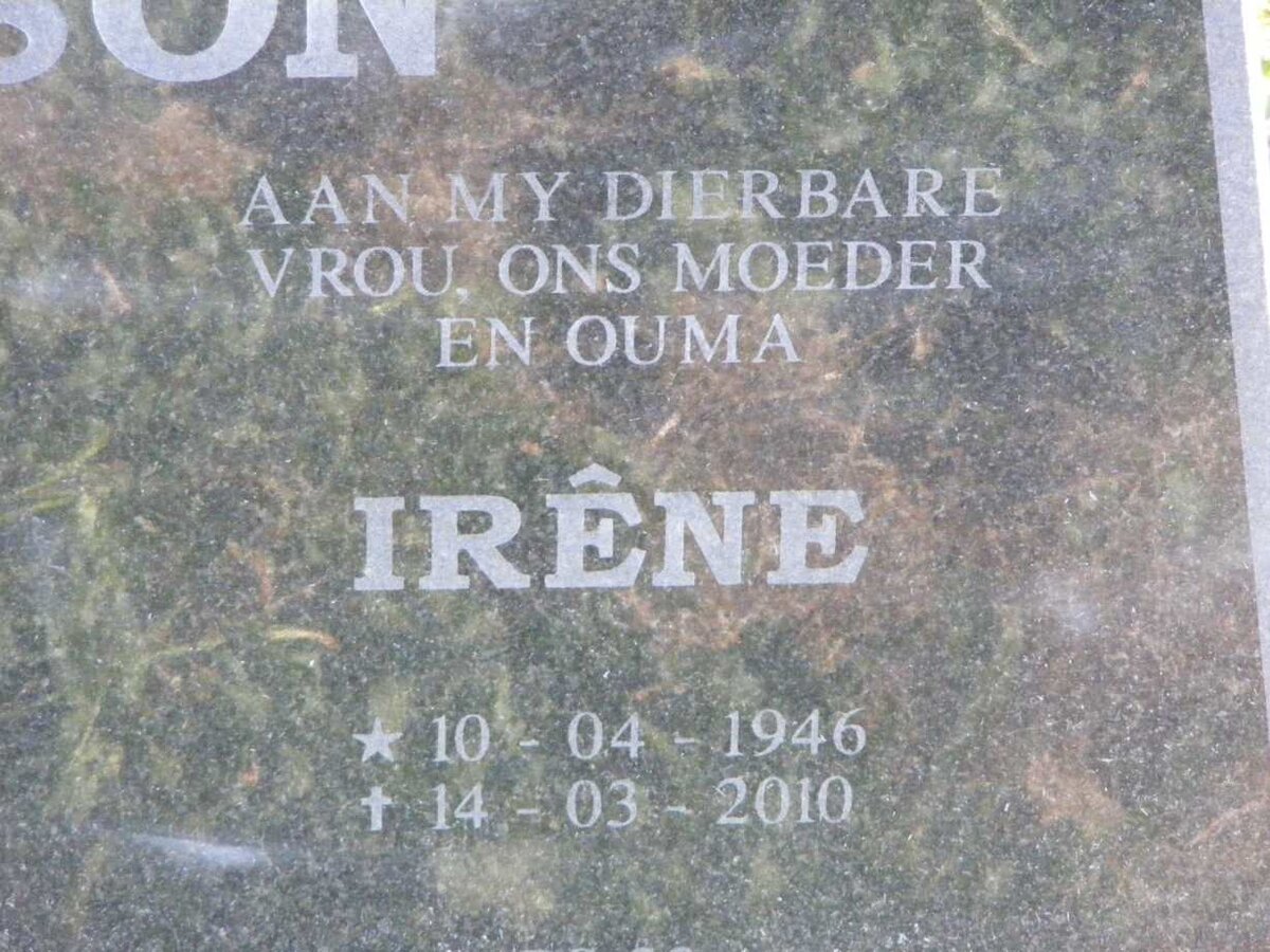 THOMPSON Theunis 1935- &amp; Irene 1946-2010