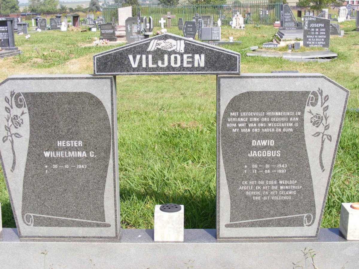 VILJOEN Dawid Jacobus 1943-1997 &amp; Hester Wilhelmina C. 1947-