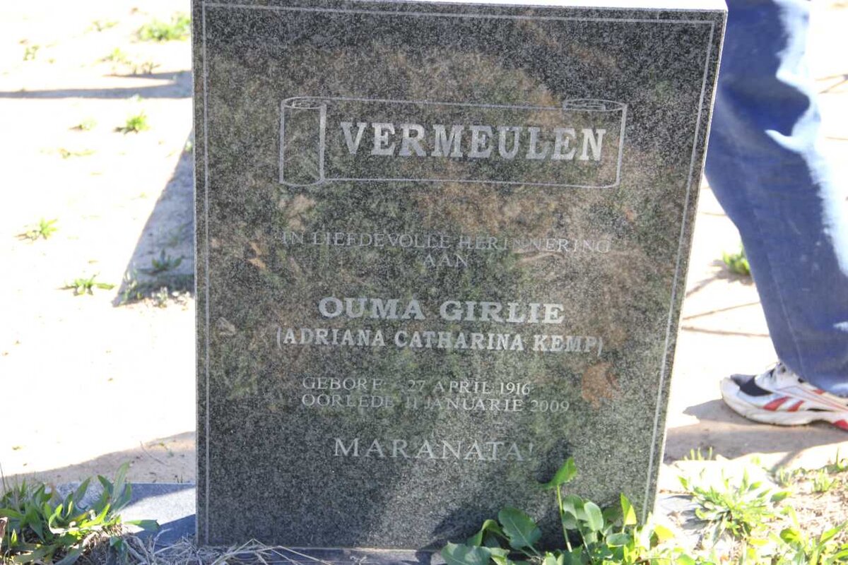 VERMEULEN Adriana Catharina nee KEMP 1916-2009