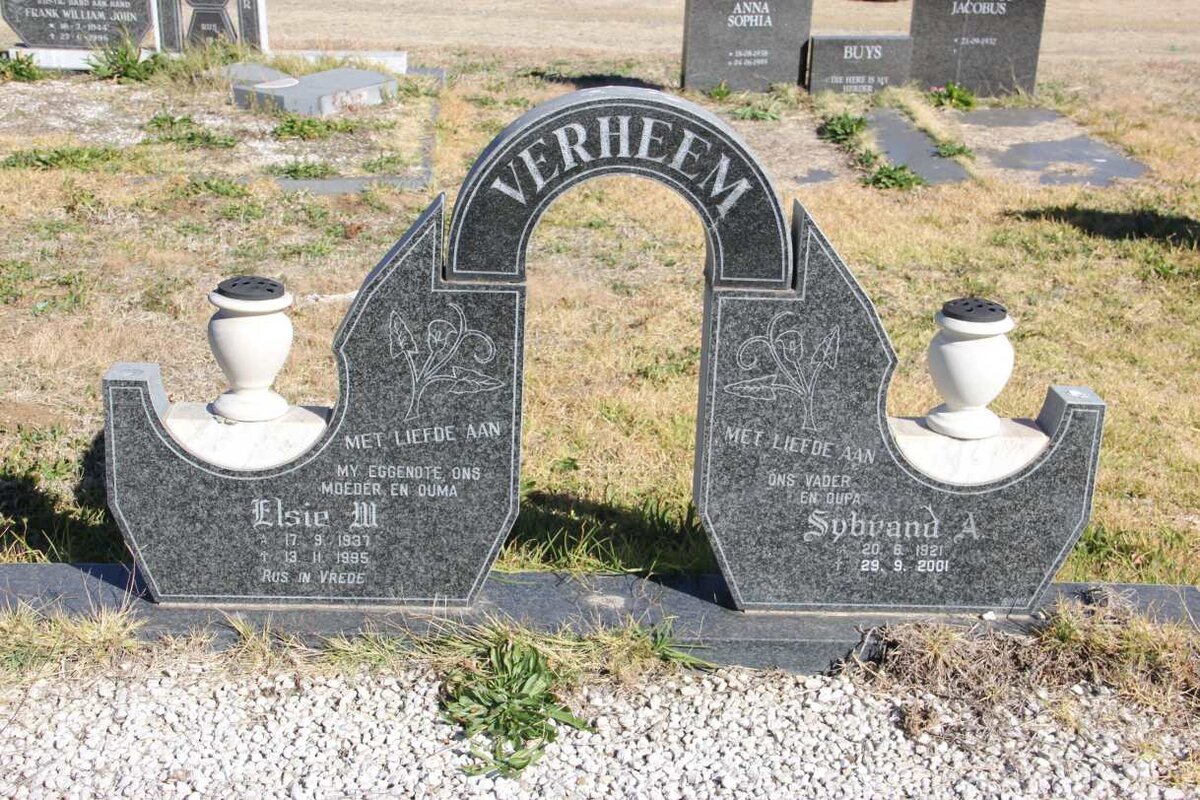 VERHEEM Sybrand A. 1921-2001 &amp; Elsie W. 1937-1995