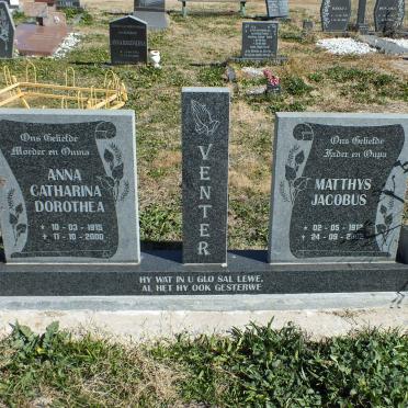 VENTER Matthys Jacobus 1912-2002 &amp; Anna Catharina Dorothea 1915-2000