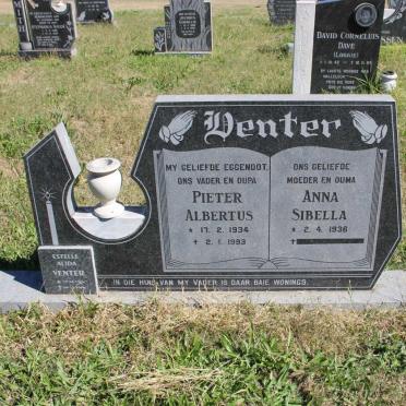 VENTER Pieter Albertus 1934-1993 &amp; Anna Sibella 1936- :: VENTER Estelle Alida 1971-2006
