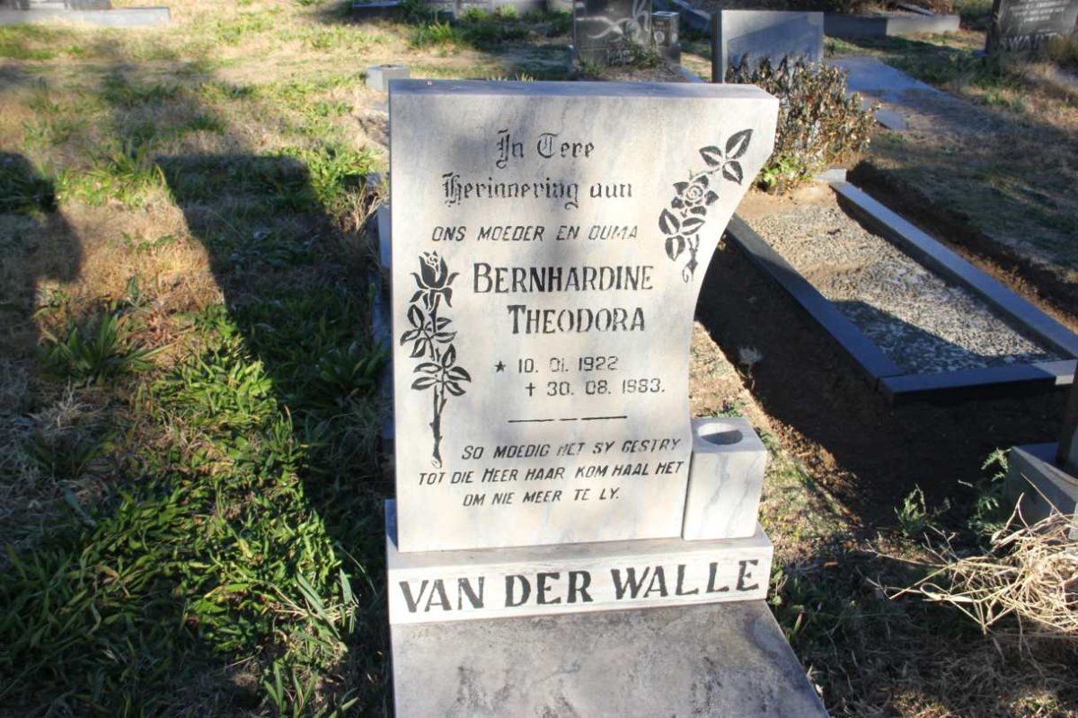 WALLE Bernhardine Theodora, van der 1922-1983