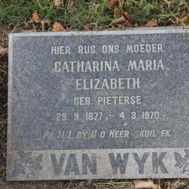 WYK Catharina Maria Elizabeth, van nee PIETERSE 1877-1970