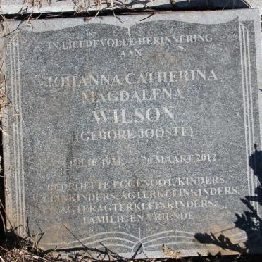 WILSON Johanna Catherina Magdalena nee JOOSTE 1934-2012
