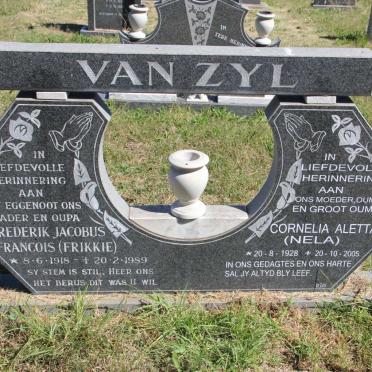 ZYL Frederik Jacobus Francois, van 1918-1989 &amp; Cornelia Aletta 1928-2005