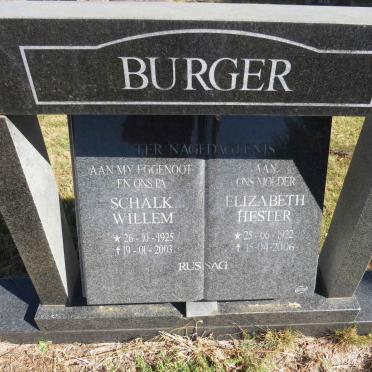 BURGER Schalk Willem 1925-2003 &amp; Elizabeth Hester 1922-2006