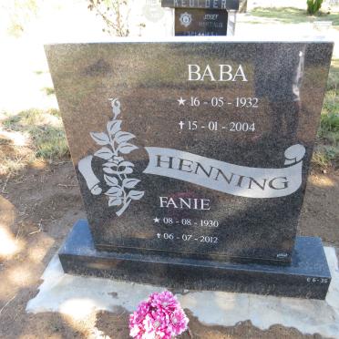 HENNING Fanie 1930-2012 &amp; Baba 1932-2004
