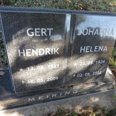 MEIRING Gert Hendrik 1921-2009 &amp; Johanna Helena 1924-2002