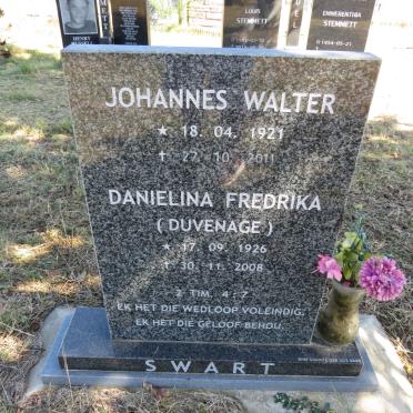 SWART Johannes Walter 1921-2011 &amp; Danielina Fredrika DUVENAGE 1926-2008