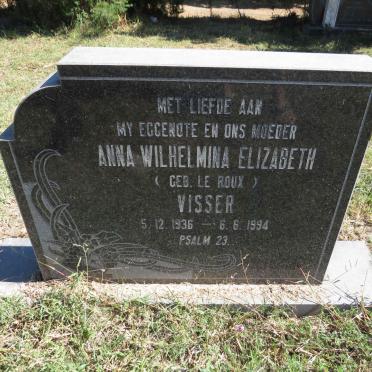 VISSER Anna Wilhelmina Elizabeth nee LE ROUX 1936-1994
