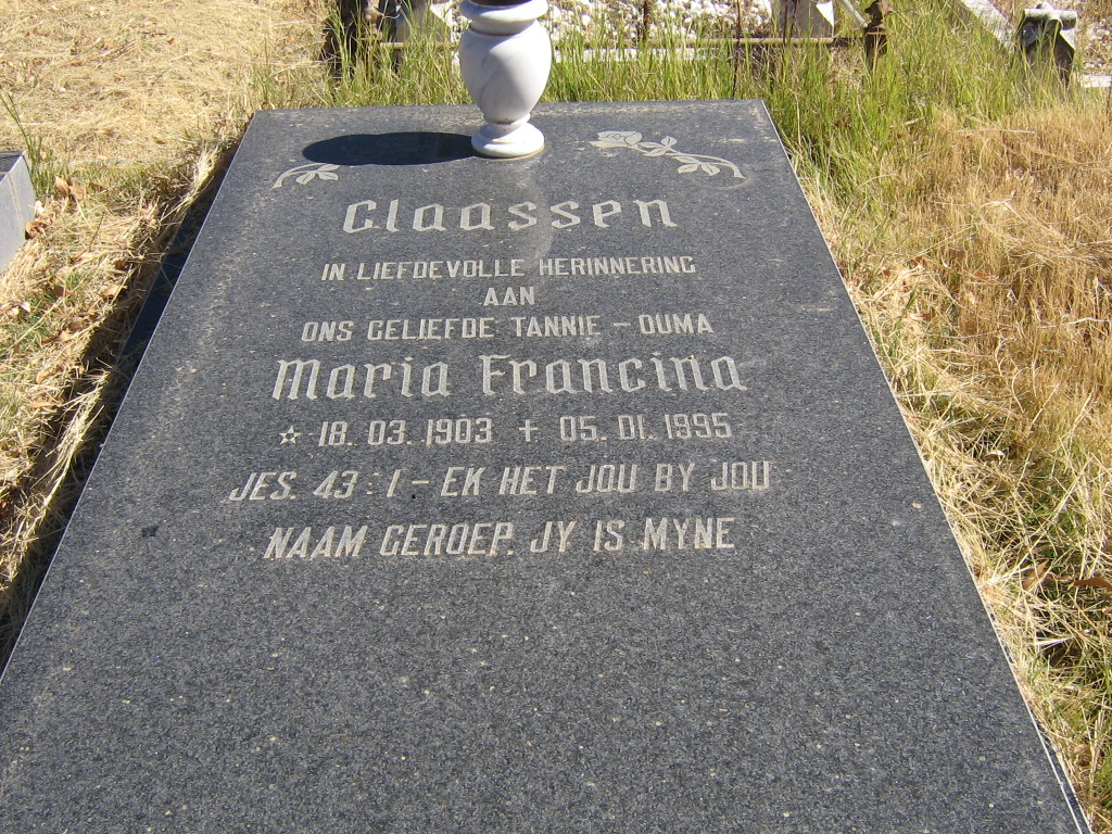 CLAASSEN Maria Francina 1903-1995