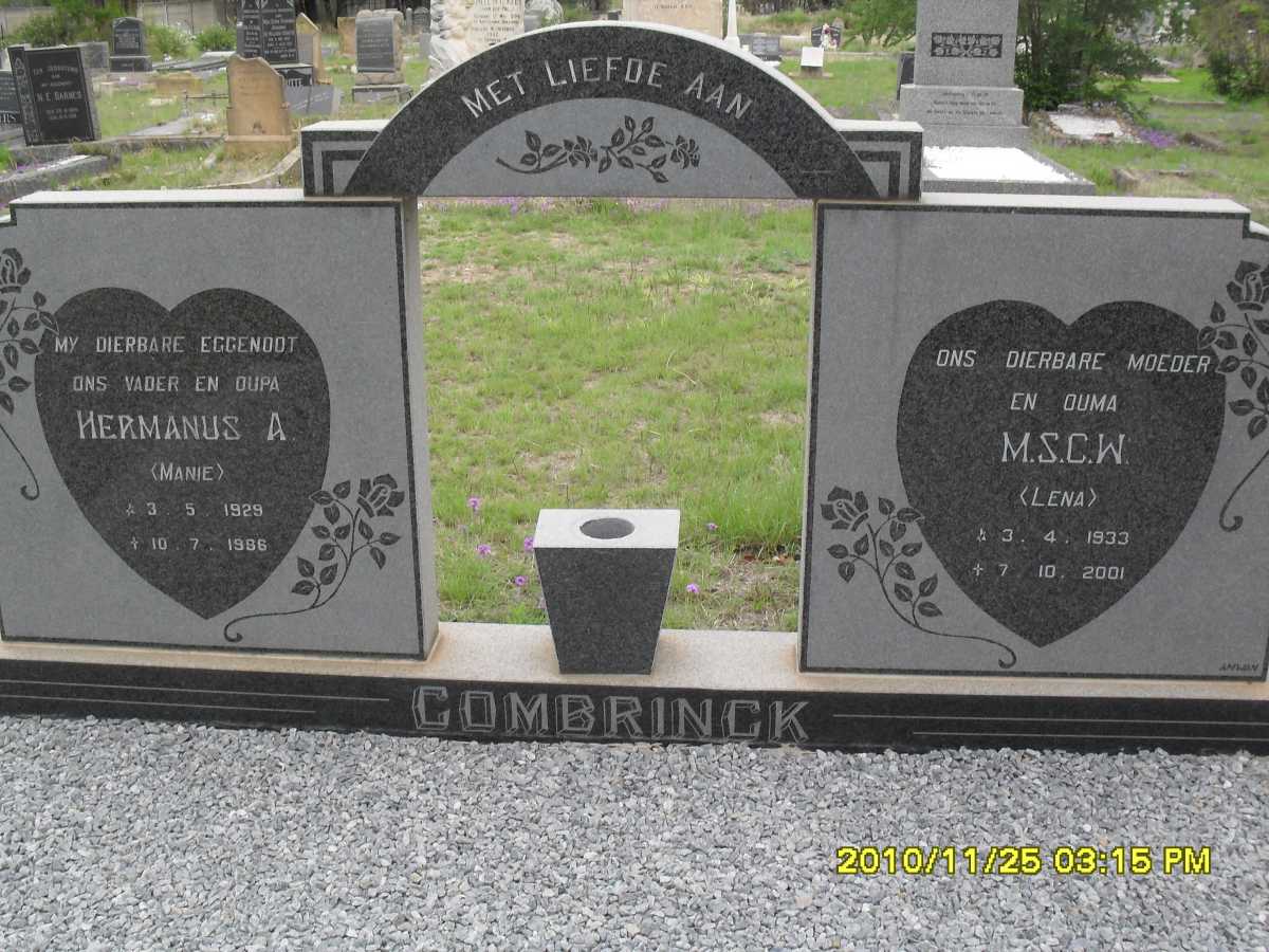 COMBRINCK Hermanus A. 1929-1986 &amp; M.S.C.W. 1933-2001