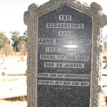 CROUS Annie Maria nee BURGER -1926