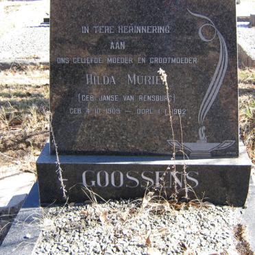 GOOSSENS Hilda Muriel nee JANSE VAN RENSBURG 1909-1982