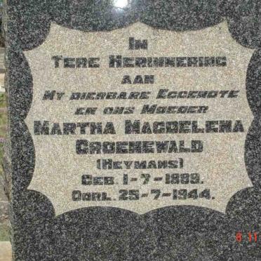 GROENEWALD Martha Magdelena neé HEYMANS 1889-1944