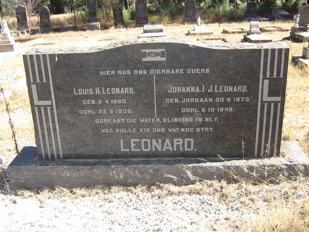 LEONARD Louis H. 1860-1939 &amp; Johanna I.J. JORDAAN 1873-1948