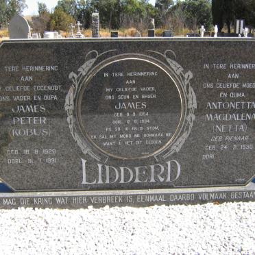 LIDDERD James Peter 1928-1991 &amp; Antonetta Magdalena PIENAAR 1930- :: LIDDERD James 1954-1994