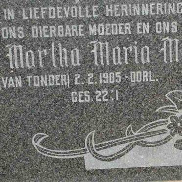 PLESSIS Martha Maria M., du neé VAN TONDER 1905-