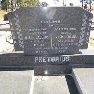 PRETORIUS Willem Jacobus 1917-1978 &amp; Maria Johanna JORDAAN 1922-1989